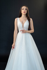 Fototapeta premium Beautiful smiling bride portrait perfect make up