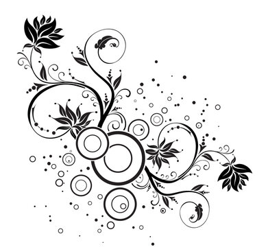 Flower background with circles, element for design, vector illustration