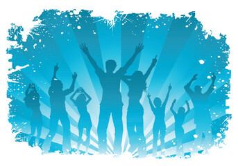 Silhouettes of people dancing on snowy background © Designpics