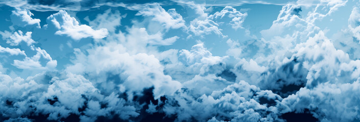 Obraz premium Dark Cloud formations, cloud frames, sky wallpaper banner. Generative Ai Illustration.