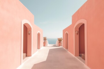 Naklejka premium church in Oia city, Santorini in Greece, ai generated