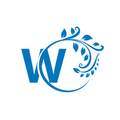 Letter W logo Nature Leaves Logo, Alphabetical leaf icon. Beautiful floral capital letters