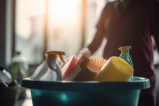 Professional Cleaning Lady and Products at Your Service. generative ai