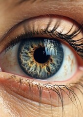 A close-up of a persons eyes reflecting inner peace