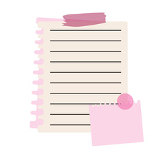 notebook paper with pin isolated icon vector illustration design vector illustration design