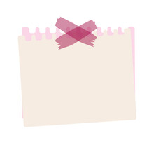 Blank sheet of paper with a pink ribbon. Vector illustration.