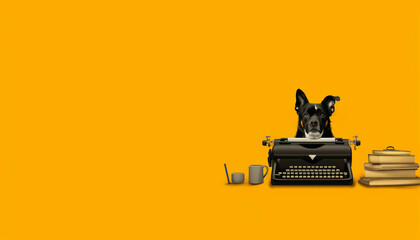 writer dog. ai generative - obrazy, fototapety, plakaty