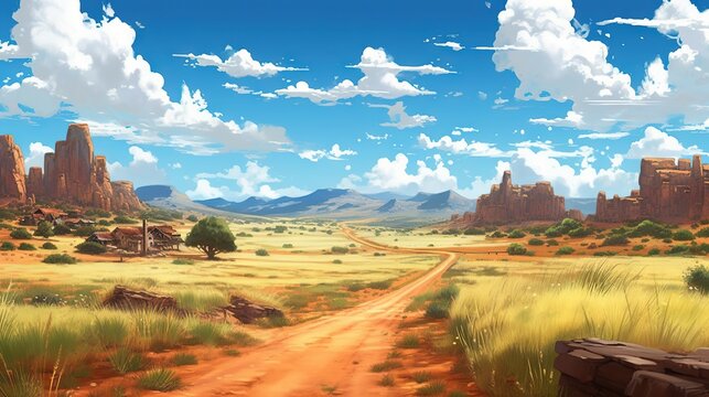 Anime japanese far west landscape wallpaper