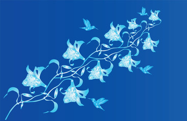 Floral Background - blue orchid - vector