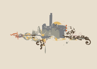 urban background. Grunge style. Vector illustration.