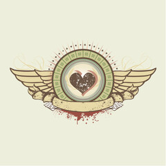 Vector illustration on a gambling subject. hearts suit emblem
