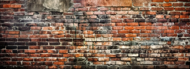 Old brick wall texture with plaster wallpaper, abandoned vintage brick wall. Generative Ai Illustration.

