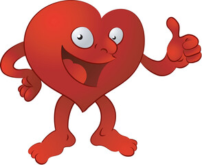 An illustration of a heart character giving the thumbs up