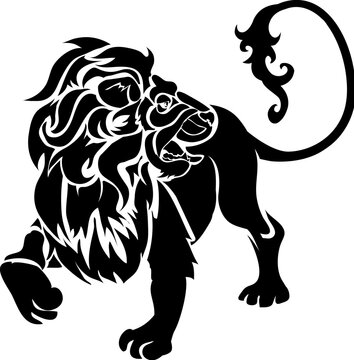 Monochrome vector illustration of a stylised lion