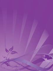 Fototapeta na wymiar Vector wallpaper of floral grunge on purple waves background
