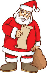 Vector sketch of Santa reading a list  The vector version is a fully editable EPS 8 file, compressed in a zip file. No gradients or transparencies. Can be scaled to any size without loss of quality.
