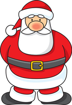 Cartoon illustration of a Santa Claus standing  The vector version is a fully editable EPS 8 file, compressed in a zip file. No gradients or transparencies. Can be scaled to any size without loss of q