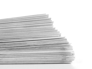 Newspapers stack  isolated on white background.