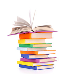 Composition with stack of books  isolated on white background.