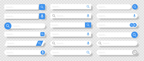 Search Bar for ui, design and web site. Search Address and navigation bar icon. Collection of search form templates for websites. Vector illustration on a white background.