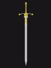 Gold sword of the king - the soldier in a vector
