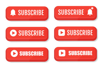 Subscribe button color with arrow cursor and shadow. Vector illustration on a white background.