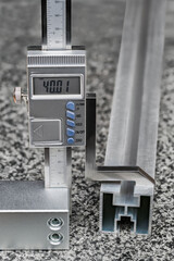 Accurate digital height gauge with metal scriber on plane granite measuring surface plate....