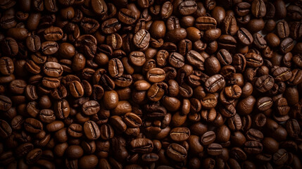 Fototapeta premium pile of roasted coffee beans generative ai
