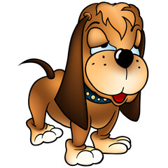 Dog Baset - cartoon illustration, Dog with long ears as vector