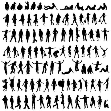one hundred male and female silhouettes