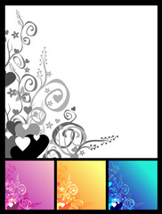 Love & flowers & scrolls background.   Vector. You easily can change colour and size.