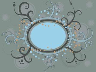 Floral vector with swirl and curvy vines and copy space for text messages.