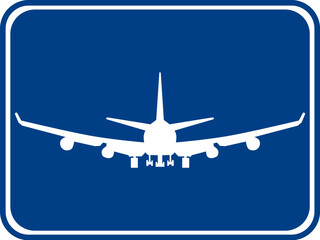 Silhouette of a air plane with a blue background.