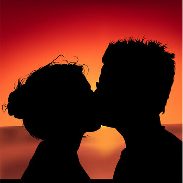 Lovers I - High detailed and coloured vector illustration.  Very amorous scene.