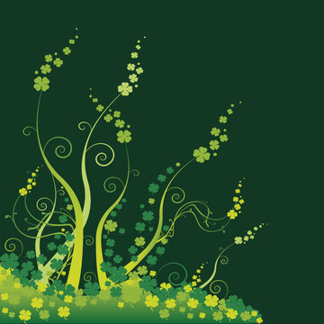 green clovers for St Patricks Day, abstract background