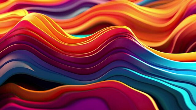 Seamless  fluid abstract psychedelic wavy motion video background, creative colored psychic waves with slow liquid movement