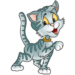 Kitten 04 - Striped bewildered kitten - Highly detailed cartoon animal.