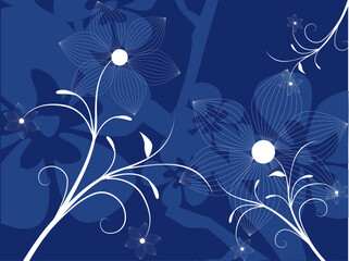 Retro vector with grunge background and vine foliage.