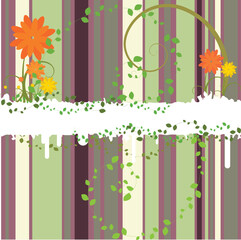 Vector - Bright and colorful stripes with floral grunge.