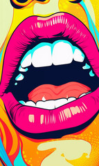 illustration of lips pop art
