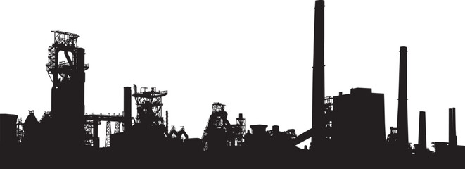 Detailed vector illustration of an industrial skyline