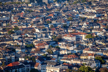 aerial of living area in Frankfurt an Main in the afternoon