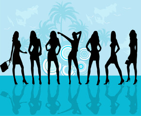 Fashion girls - vector illustration