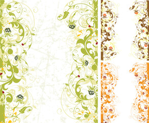 Grunge paint flower frame with variants of color, element for design, vector illustration