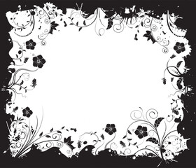 Abstract grunge floral frame, element for design, vector illustration
