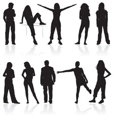 Silhouettes man and women, element for design, vector illustration