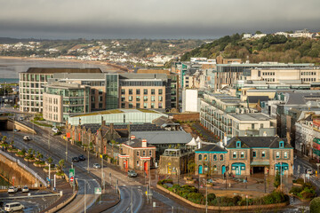 Saint Helier capital city panorama, bailiwick of Jersey, Channel Islands