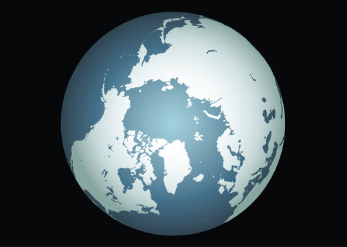 Arctic (Vector). Accurate map of the arctic. Mapped onto a globe. Includes greenland, iceland, baffin island, and all the other islands of the far north.