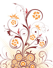 Abstract floral chaos with circle, element for design, vector illustration