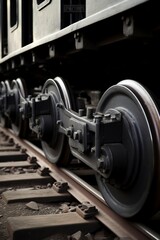 Fototapeta na wymiar illustration,train wheels on railway track,generative ai